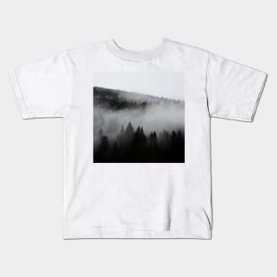 Misty European Forest After Rain Kids T-Shirt